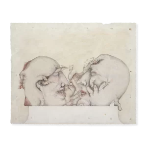 Conjunto de tres: Diálogos III, 1972. 50×62 cm, lápiz y acuarela sobre papel.