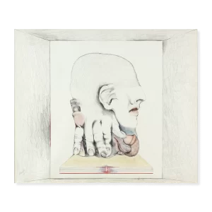 Tiresias mirando II, 1979. 64×73 cm con marco, lápiz y acuarela sobre papel.