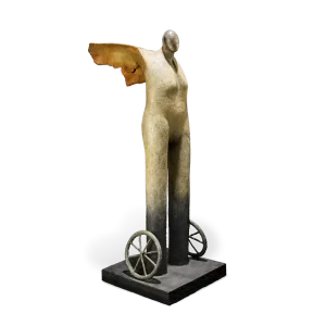 Mujer con ruedas, 1992. 99×38×38 cm, bronce.