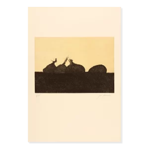 Frutos de duelo, cantos de la Tierra, P.A. Gustav Mahler, 1988. 70×50 cm, grabado: aguafuerte, punta seca y agua tinta.