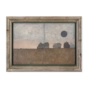 Díptico luna oscura Nº 80, 1987. 48×72 cm, acrílico y óleo sobre lino y madera.